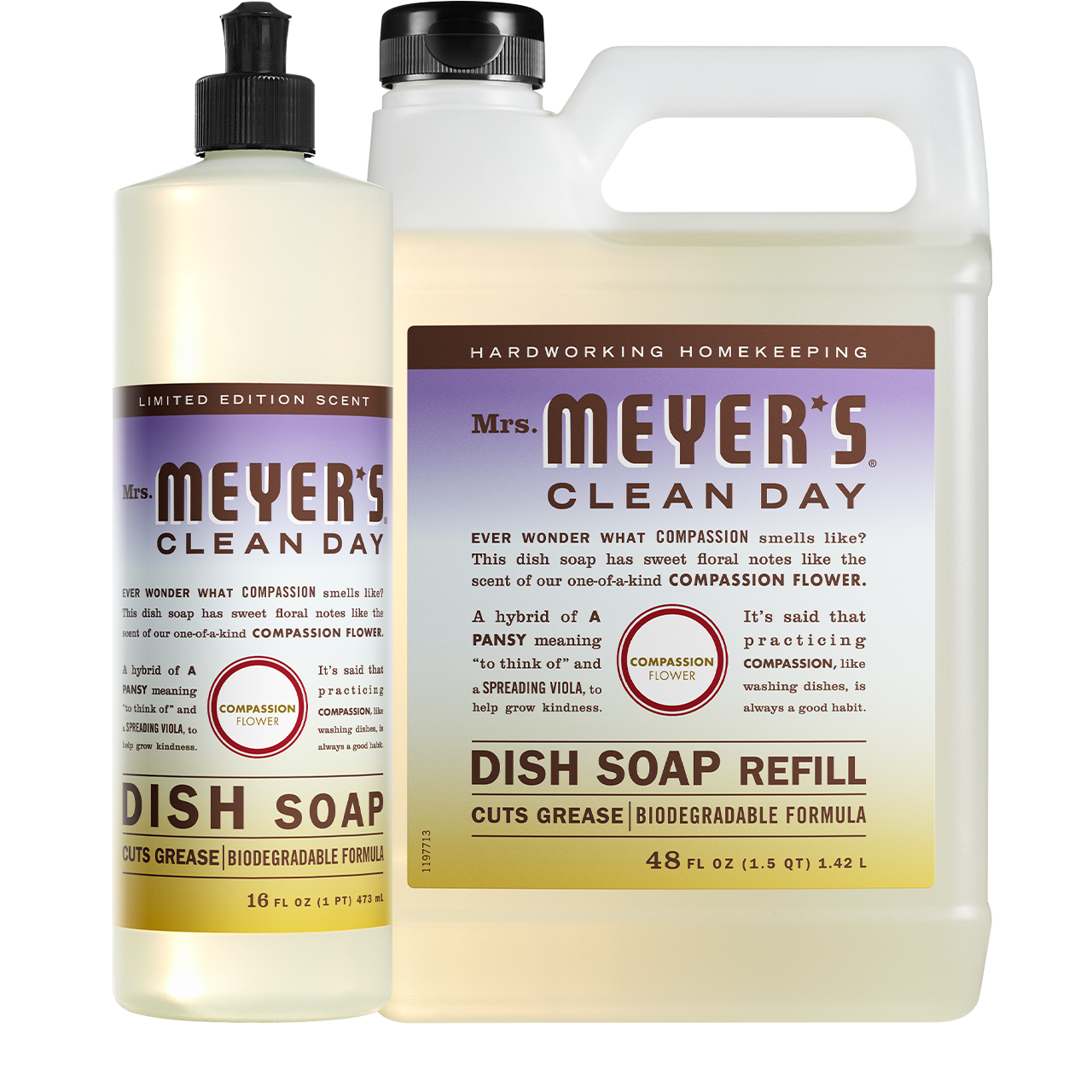 Mrs. Meyer's Compassion Flower Liquid Hand Soap and Refill Set