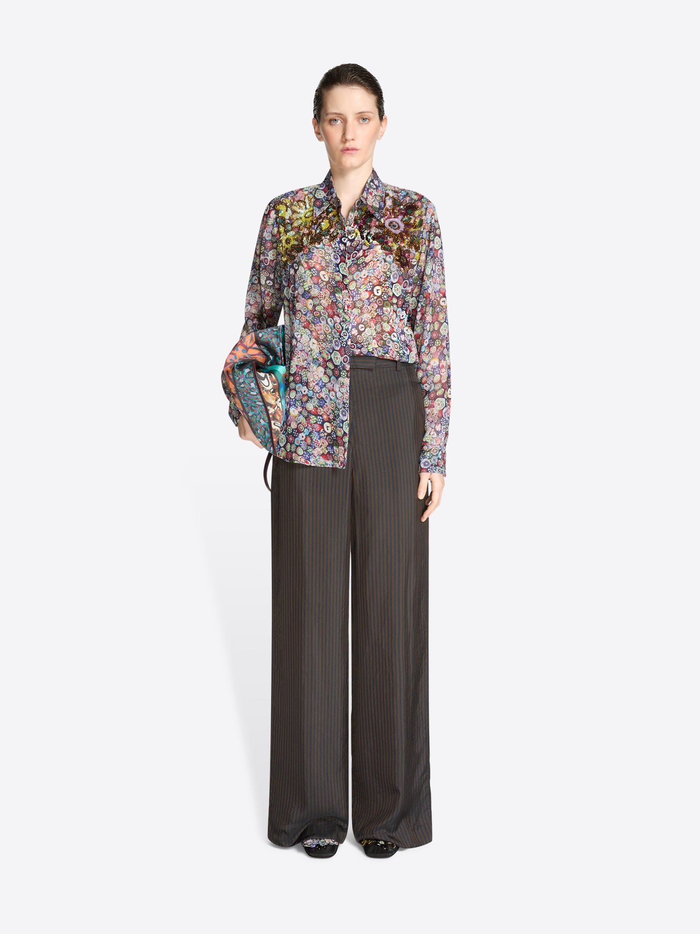 Wide Leg Cupro Pants