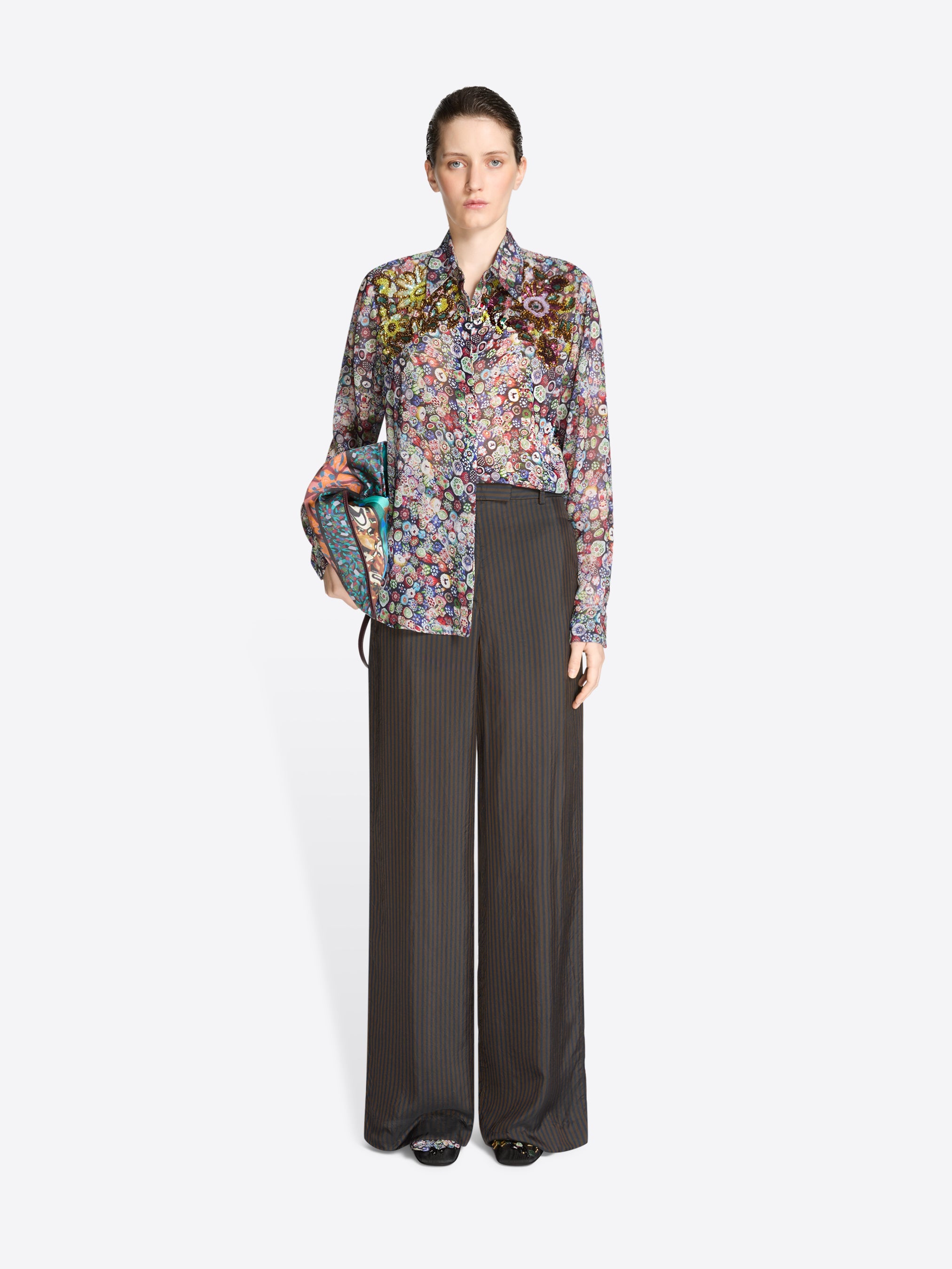 Wide Leg Cupro Pants