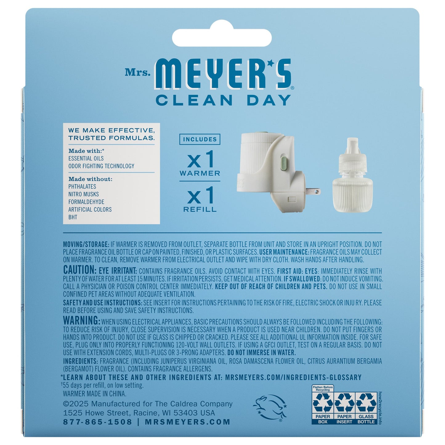 Mrs. Meyer's Rain Water Plug-In Oil Warmer with Scented Refill