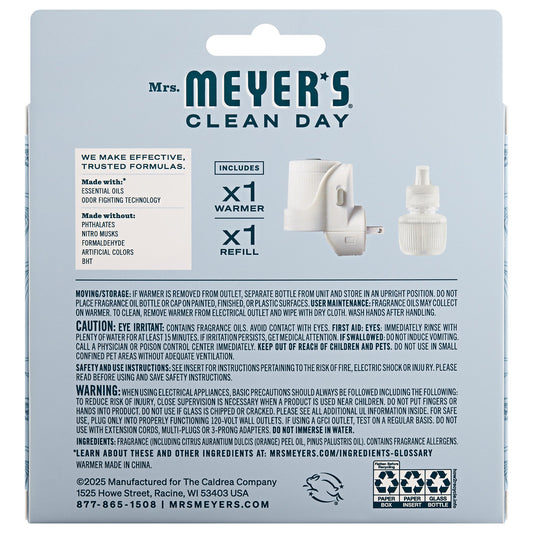 Mrs. Meyer's Snowdrop Plug-In Oil Warmer with Scented Refill