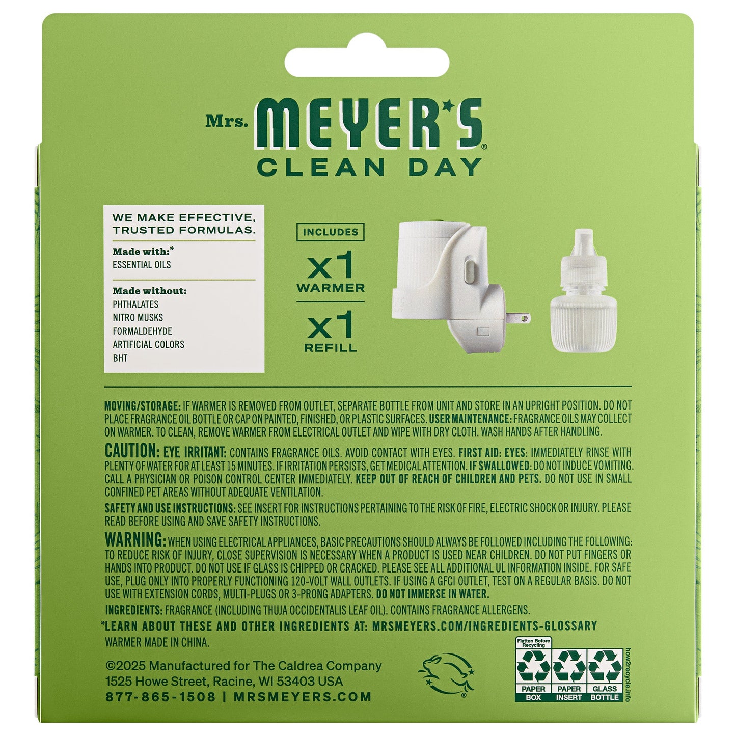 Mrs. Meyer's Iowa Pine Plug-In Oil Warmer with Scented Refill