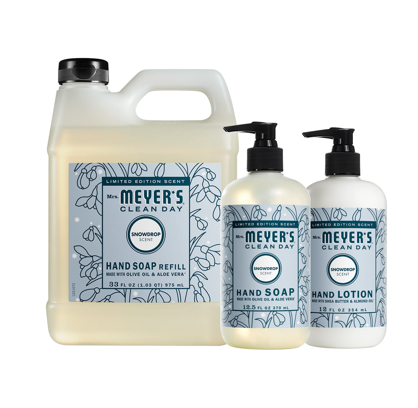 Mrs. Meyer's Snowdrop 3-Count Hand Care Bundle