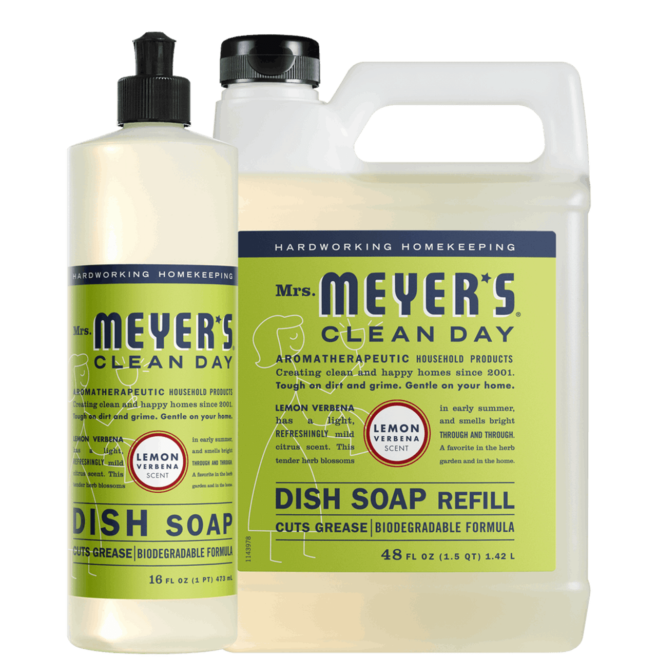 Mrs. Meyer's Lemon Verbena Liquid Dish Soap and Refill Set