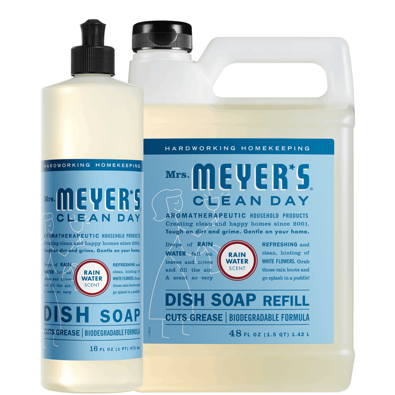 Mrs. Meyer's Rain Water Liquid Dish Soap and Refill Set
