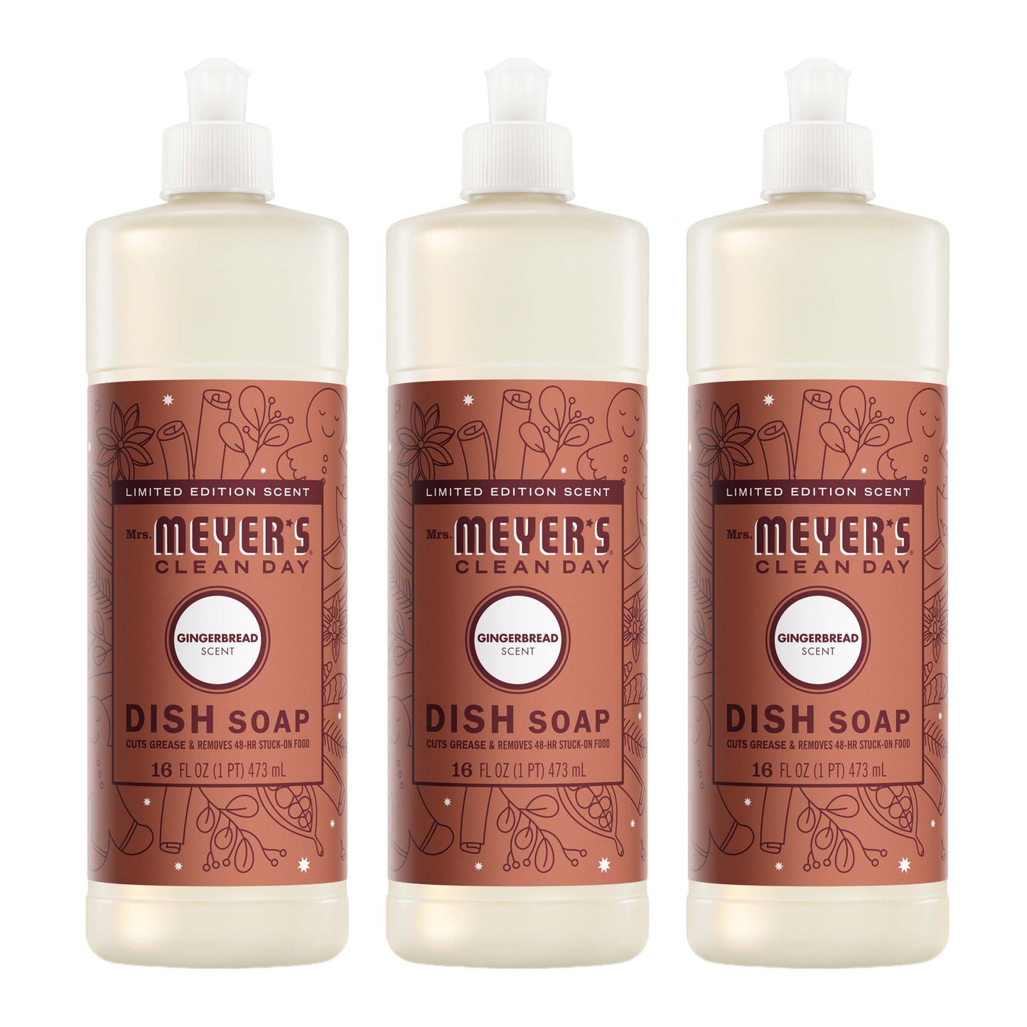 Mrs. Meyer's Gingerbread 3-Count Liquid Dish Soap Bundle