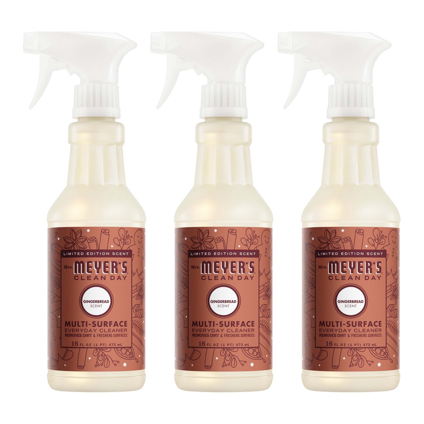 Mrs. Meyer's Gingerbread 3-Count Everyday Multi-Surface Cleaner Bundle